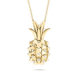 Pretty In Pineapple Necklace in 10K Solid Yellow Gold with Golden Yellow Premium Zirconia