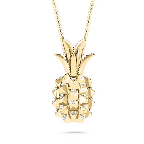Pretty In Pineapple Necklace – 10K Yellow Gold with White Premium Zirconia