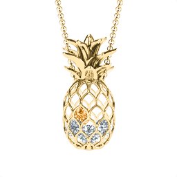 Pineapple Cage Necklace in 18K Gold Plated Silver with Diamond
