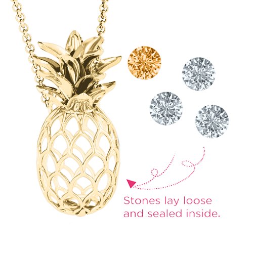Pineapple Cage Necklace – 10K Yellow Gold with Diamond, Cubic Zirconia, and Citrine