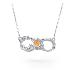 Magical Mermaid Infinity Necklace in 925 Sterling Silver with Citrine