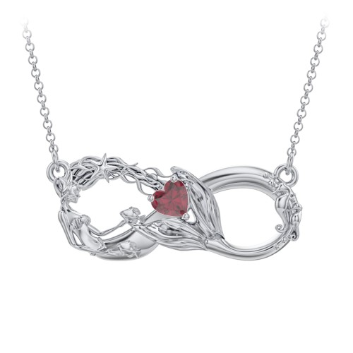 Magical Mermaid Infinity Necklace – Sterling Silver with Ruby
