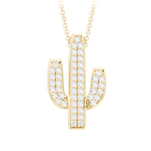 Feelin' Prickly Cactus Necklace – 10K Yellow Gold with White Premium Zirconia