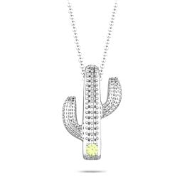 Cutesy Cactus Necklace in 925 Sterling Silver with Peridot