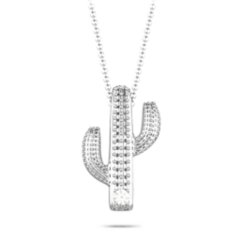 Cutesy Cactus Necklace – Sterling Silver with Cubic Zirconia