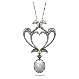 Sparkling Seduction Vintage Inspired Cabochon Charm Pendant in 925 Sterling Silver with Opal and Peridot