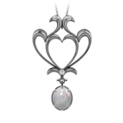 Sparkling Seduction Vintage Inspired Cabochon Charm Pendant – Sterling Silver with Opal and Cubic Zirconia