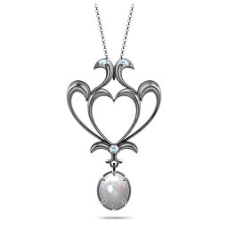 Sparkling Seduction Vintage Inspired Cabochon Charm Pendant in 925 Sterling Silver with Opal and Blue Topaz