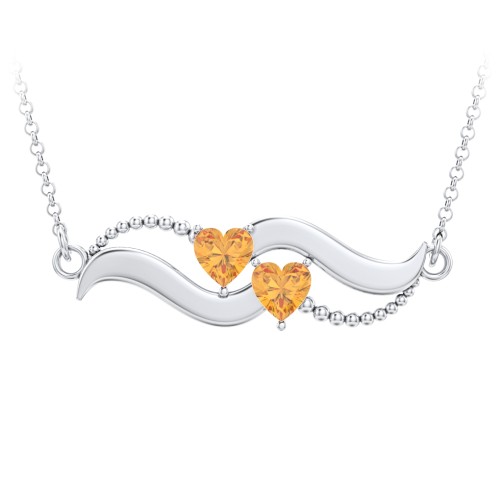Hearts on a Wave Pendant – Sterling Silver with Citrine