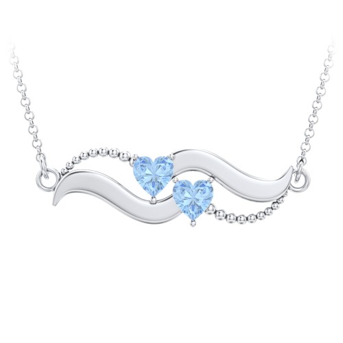 Hearts on a Wave Pendant – Sterling Silver with Blue Topaz