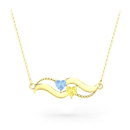 Hearts on a Wave Pendant in 10K Solid Yellow Gold with Blue Topaz and Citrine