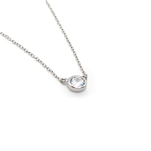 Sterling Silver Cubic Zirconia Solitaire Pendant