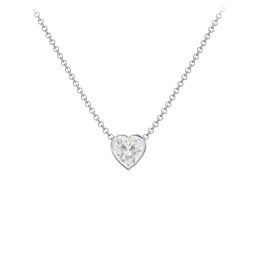 Sterling Silver Cubic Zirconia Solitaire Heart Pendant