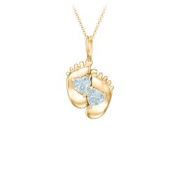 Engravable Baby Feet Two Stone Pendant