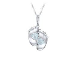 Engravable Baby Feet Two Stone Pendant