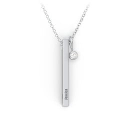 Vertical 3D Bar Necklace with Engraving