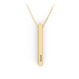 Vertical 3D Bar Necklace with Engraving in Vermeil