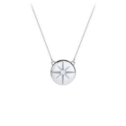 Disc Pendant with Star Set Gemstone in 925 Sterling Silver with Blue Topaz
