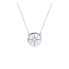 Disc Pendant with Star Set Gemstone – 10K Yellow Gold with Blue Topaz