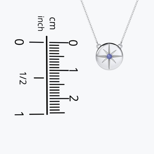 Disc Pendant with Star Set Gemstone – 10K Yellow Gold with Blue Topaz