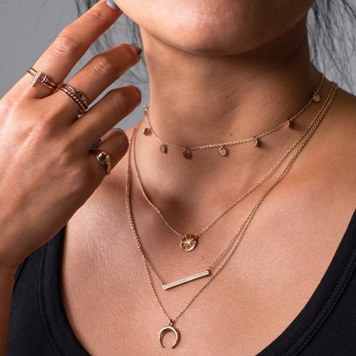 Disc Pendant with Star Set Gemstone – 10K Yellow Gold with Blue Topaz