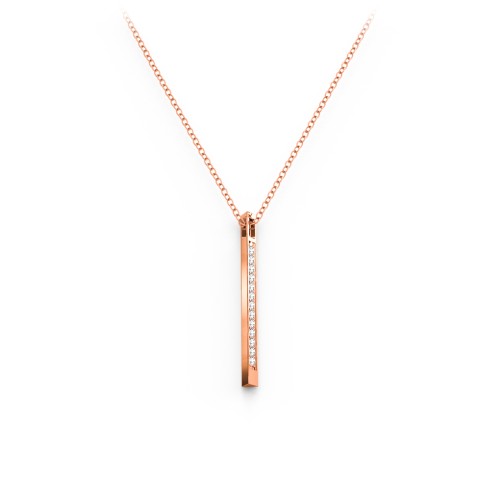 Triangle Bar Pendant with Accents – 10K Rose Gold with White Premium Zirconia