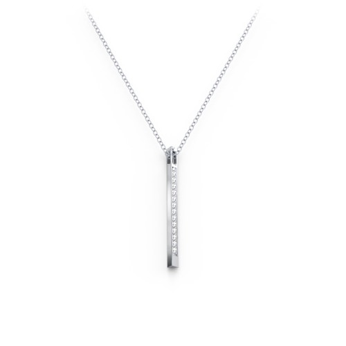 Triangle Bar Pendant with Accents – Sterling Silver with Diamond