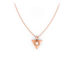 Triangle Pendant with Gemstone in 10K Solid Rose Gold