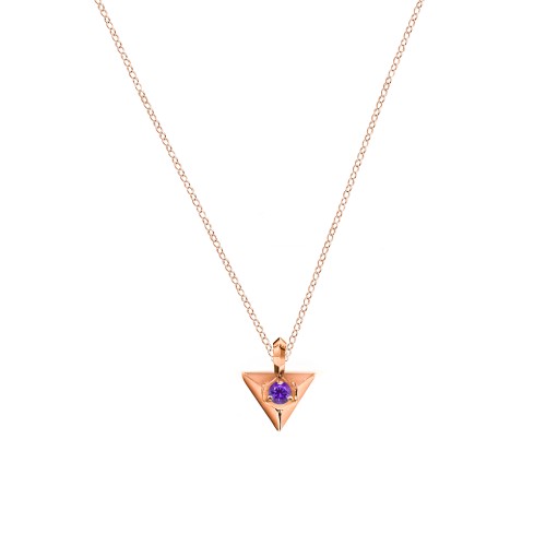 Triangle Pendant with Gemstone – 10K Rose Gold with Cubic Zirconia