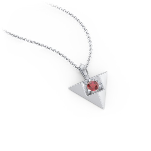 Triangle Pendant with Gemstone – Sterling Silver with Garnet