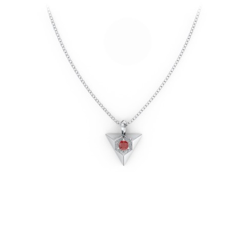 Triangle Pendant with Gemstone – Sterling Silver with Garnet