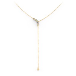 Bezel Gemstone Lariat with Ball Charm