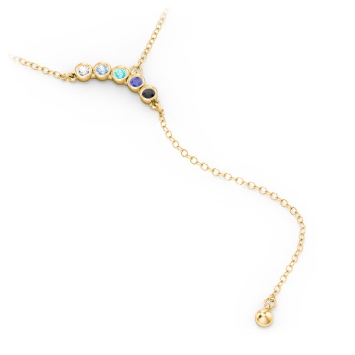 Bezel Gemstone Lariat with Ball Charm