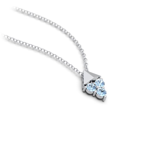 Diamond Shape Pendant with Gemstones – Sterling Silver with Blue Topaz