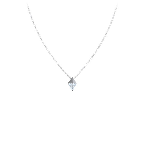 Diamond Shape Pendant with Gemstones – Sterling Silver with Aquamarine