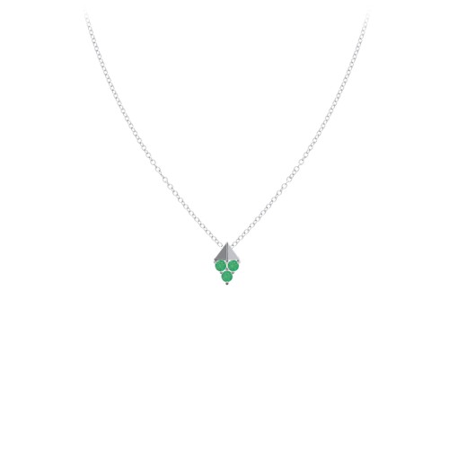 Diamond Shape Pendant with Gemstones – Sterling Silver with Emerald
