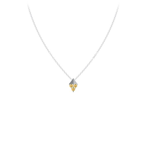 Diamond Shape Pendant with Gemstones – Sterling Silver with Citrine