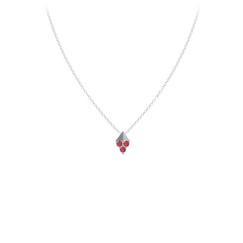 Diamond Shape Pendant with Gemstones – Sterling Silver with Garnet
