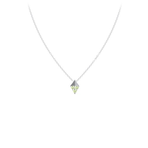 Diamond Shape Pendant with Gemstones – Sterling Silver with Peridot