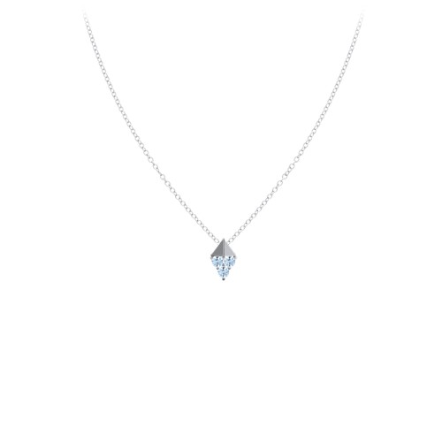 Diamond Shape Pendant with Gemstones – Sterling Silver with Blue Topaz