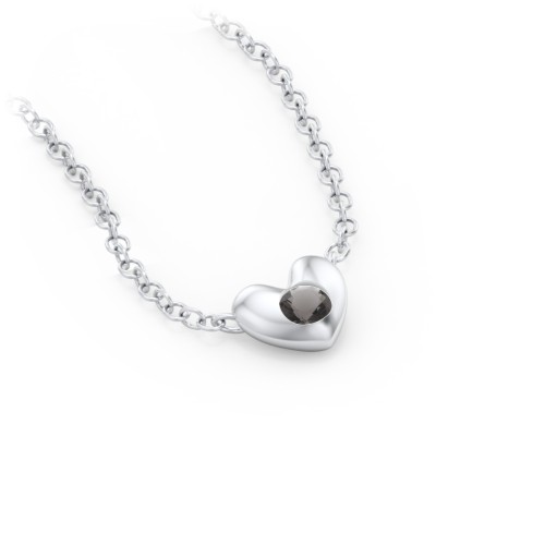 Puffed Heart Pendant with Gemstone