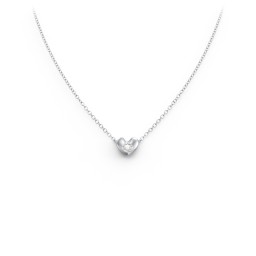 Puffed Heart Pendant with Gemstone in 925 Sterling Silver with Diamond