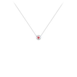 Solitaire 2mm Round Gemstone Pendant in 925 Sterling Silver with Garnet