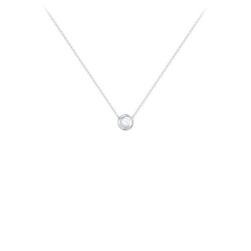 Solitaire 2mm Round Gemstone Pendant – Sterling Silver with Aquamarine