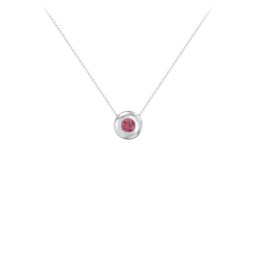 Solitaire 4mm Round Gemstone Pendant in 925 Sterling Silver with Ruby