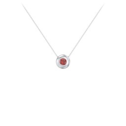 Solitaire 4mm Round Gemstone Pendant in 925 Sterling Silver with Garnet