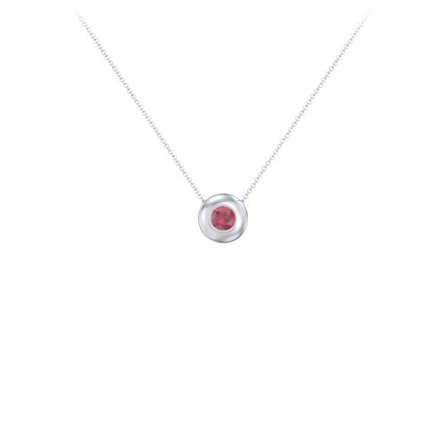 Solitaire 4mm Round Gemstone Pendant – Sterling Silver with Ruby