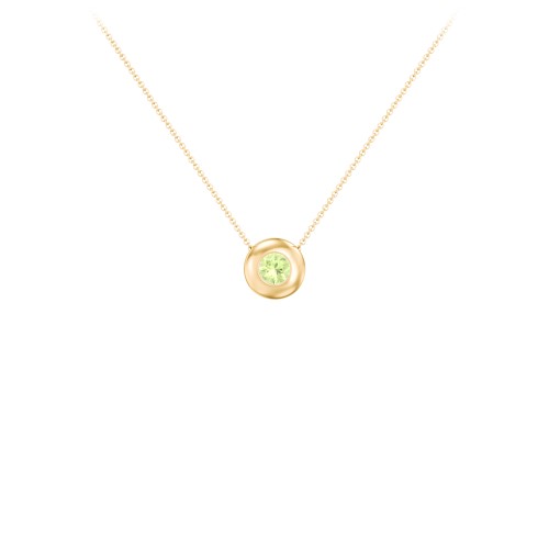 Solitaire 4mm Round Gemstone Pendant – 10K Yellow Gold with Peridot