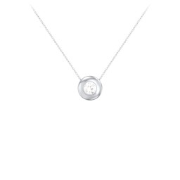 Solitaire 5mm Round Gemstone Pendant in 925 Sterling Silver with Diamond