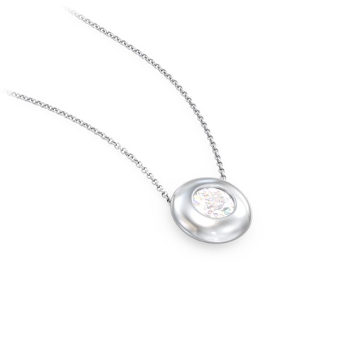 Solitaire 5mm Round Gemstone Pendant – Sterling Silver with Diamond